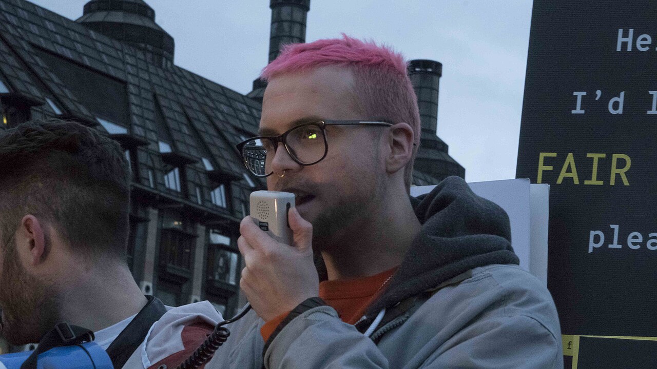 Protesters in Parliament Square following the Cambridge Analytica and Facebook data scandal, March 2018