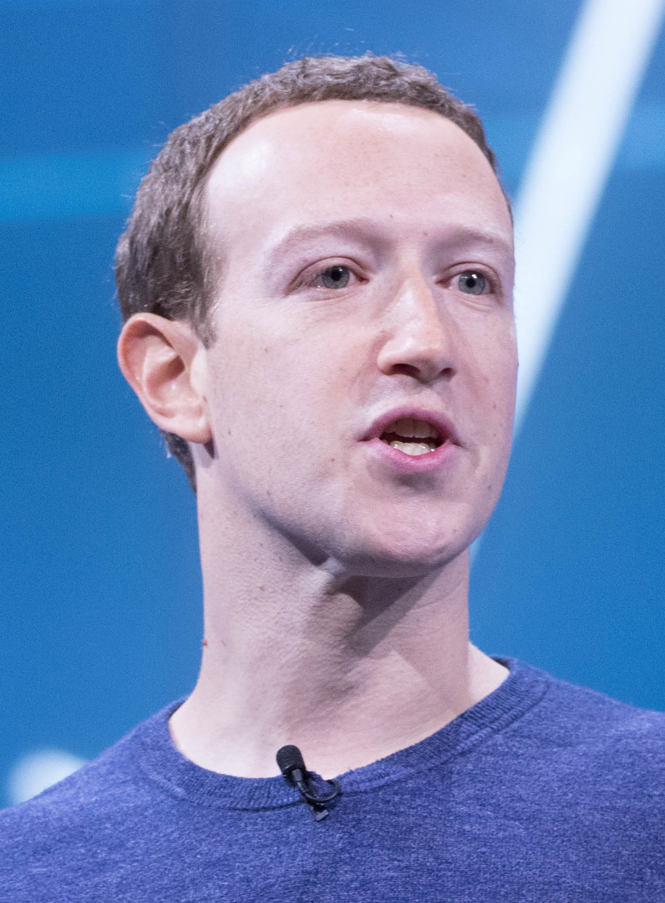 Mark Zuckerberg delivering the F8 2018 keynote at the San Jose Convention Center, weeks after testifying before Congress